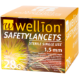 Sie sehen eine Packung Wellion SafetyLancets 28G, 200 Stück, Produktbild: 01 Wellion SafetyLancets 28G, 200 Stück, A-Nr.: 4041094 - 01