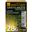 Sie sehen eine Packung Wellion SafetyLancets 28G, 25 Stück, Produktbild: 01 Wellion SafetyLancets 28G, 25 Stück, A-Nr.: 4091212 - 01