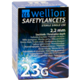 Sie sehen eine Packung Wellion SafetyLancets 23G, 25 Stück, Produktbild: 01 Wellion SafetyLancets 23G, 25 Stück, A-Nr.: 4091229 - 01