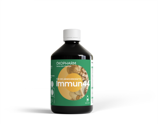 Sie sehen eine Packung Ökopharm44® Immun44® Wirkkomplex Saft 500mL, 500 Milliliter, Produktbild: 02 Ökopharm44® Immun44® Wirkkomplex Saft 500mL, 500 Milliliter, A-Nr.: 4865725 - 02