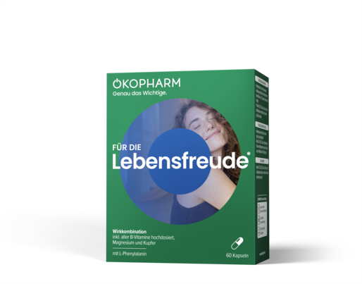 Sie sehen eine Packung Ökopharm44® Lebensfreude Wirkkomplex Kapseln 60ST, 60 Stück, Produktbild: 01 Ökopharm44® Lebensfreude Wirkkomplex Kapseln 60ST, 60 Stück, A-Nr.: 3052049 - 01