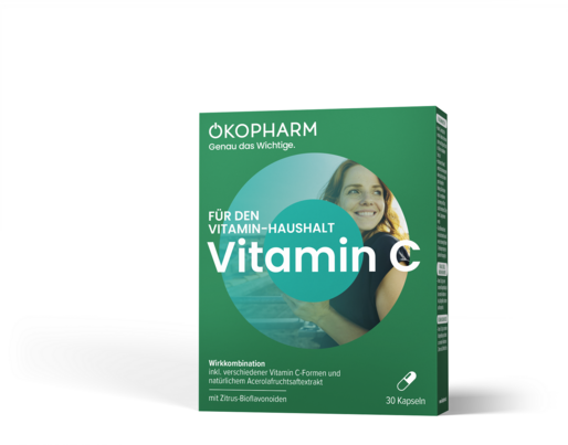 Sie sehen eine Packung Ökopharm44® Vitamin C Wirkkomplex Kapseln 30ST, 30 Stück, Produktbild: 01 Ökopharm44® Vitamin C Wirkkomplex Kapseln 30ST, 30 Stück, A-Nr.: 4148490 - 01