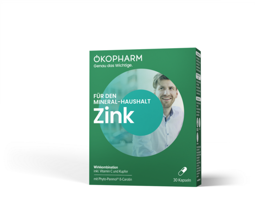 Sie sehen eine Packung Ökopharm44® Zink Wirkkomplex Kapseln 30ST, 30 Stück, Produktbild: 01 Ökopharm44® Zink Wirkkomplex Kapseln 30ST, 30 Stück, A-Nr.: 4099225 - 01
