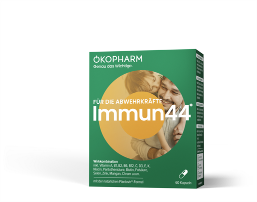 Sie sehen eine Packung Ökopharm44® Immun44® Wirkkomplex Kapseln 60ST, 60 Stück, Produktbild: 01 Ökopharm44® Immun44® Wirkkomplex Kapseln 60ST, 60 Stück, A-Nr.: 3601935 - 01