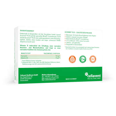 Sie sehen eine Packung Mizell Kurkuma Kapseln – 185x höhere Bioverfügbarkeit – mit Vitamin D3, Produktbild: 05 Mizell Kurkuma Kapseln – 185x höhere Bioverfügbarkeit – mit Vitamin D3, A-Nr.: 4753819 - 05