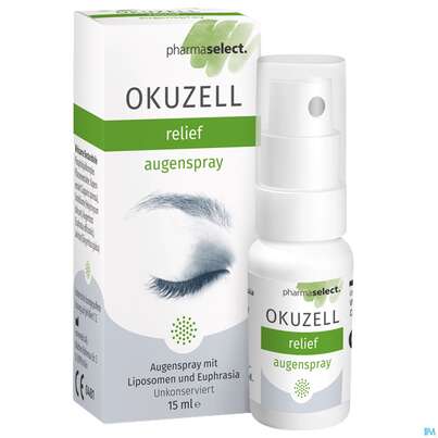 Sie sehen eine Packung OKUZELL AU-SPRAY RELIEF, 15 Milliliter, Produktbild: 01 OKUZELL AU-SPRAY RELIEF, 15 Milliliter, A-Nr.: 4830106 - 01