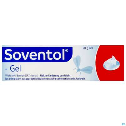 Sie sehen eine Packung SOVENTOL BAMIPINLACTAT GEL, 20 Gramm, Produktbild: 01 SOVENTOL BAMIPINLACTAT GEL, 20 Gramm, A-Nr.: 0053054 - 01