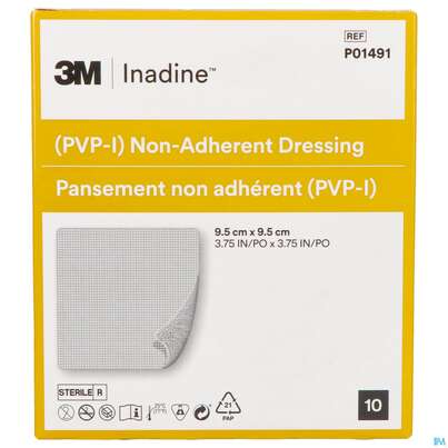 Sie sehen eine Packung Inadine Pvp-jod Verband Antiseptisch P01491c 9,5x 9,5cm 10st, Produktbild: 02 Inadine Pvp-jod Verband Antiseptisch P01491c 9,5x 9,5cm 10st, A-Nr.: 1861187 - 02