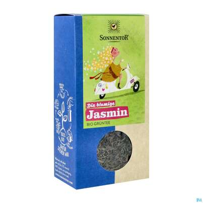 Sie sehen eine Packung Sonnentor© Die blumige Jasmin Tee lose, 100 Gramm, Produktbild: 02 Sonnentor© Die blumige Jasmin Tee lose, 100 Gramm, A-Nr.: 3574374 - 02