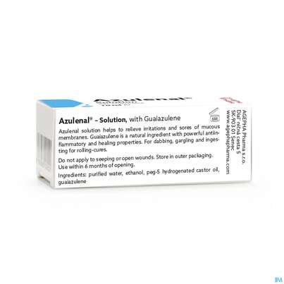 Sie sehen eine Packung AZULENAL LSG, 10 Milliliter, Produktbild: 04 AZULENAL LSG, 10 Milliliter, A-Nr.: 0005523 - 04