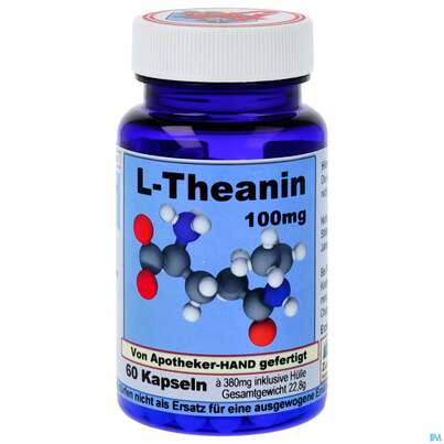 Sie sehen eine Packung L-theanin Kapseln 100mg 60st, Produktbild: 01 L-theanin Kapseln 100mg 60st, A-Nr.: 4057310 - 01