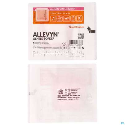 Sie sehen eine Packung Wundauflagen Allevyn Gentle Border Haftend +silikonkleber 7,5x 7,5cm -smith 10st, Produktbild: 02 Wundauflagen Allevyn Gentle Border Haftend +silikonkleber 7,5x 7,5cm -smith 10st, A-Nr.: 3748070 - 02