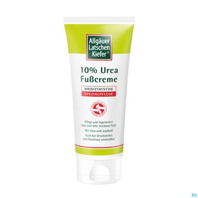 Sie sehen eine Packung Allgäuer Latschenkiefer Fußpflege Lipidcreme 10% Urea 100ml, Produktbild: 01 Allgäuer Latschenkiefer Fußpflege Lipidcreme 10% Urea 100ml, A-Nr.: 3698389 - 01