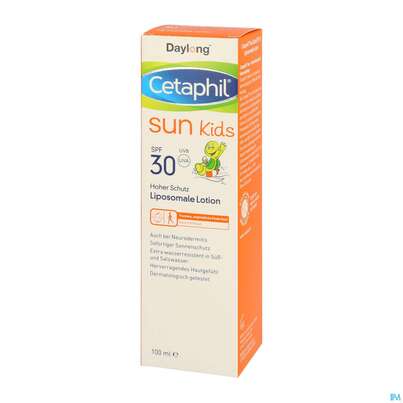 Sie sehen eine Packung Cetaphil Sun Daylong Kids Liposomale Lotion SPF 30, 100 Milliliter, Produktbild: 02 Cetaphil Sun Daylong Kids Liposomale Lotion SPF 30, 100 Milliliter, A-Nr.: 5129750 - 02