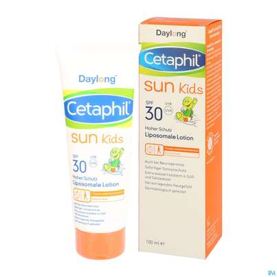 Sie sehen eine Packung Cetaphil Sun Daylong Kids Liposomale Lotion SPF 30, 100 Milliliter, Produktbild: 04 Cetaphil Sun Daylong Kids Liposomale Lotion SPF 30, 100 Milliliter, A-Nr.: 5129750 - 04