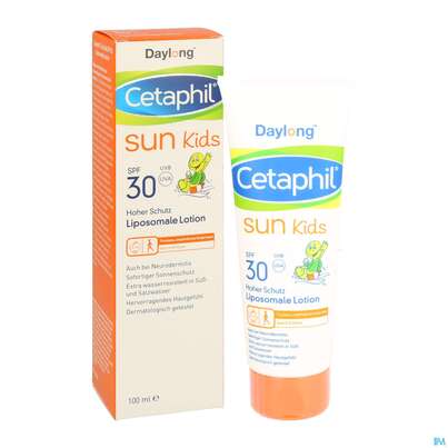 Sie sehen eine Packung Cetaphil Sun Daylong Kids Liposomale Lotion SPF 30, 100 Milliliter, Produktbild: 05 Cetaphil Sun Daylong Kids Liposomale Lotion SPF 30, 100 Milliliter, A-Nr.: 5129750 - 05