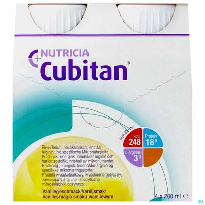 Sie sehen eine Packung Cubitan 200ml Vanille 4st, Produktbild: 01 Cubitan 200ml Vanille 4st, A-Nr.: 3205990 - 01