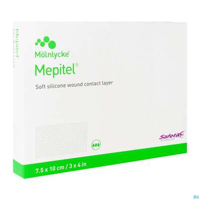 Sie sehen eine Packung Netzauflagen Mepitel Silikon Steril 7,5x10cm 10st, Produktbild: 02 Netzauflagen Mepitel Silikon Steril 7,5x10cm 10st, A-Nr.: 1519520 - 02
