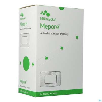 Sie sehen eine Packung Wundverband Mepore Steril 9x 15cm 50st, Produktbild: 02 Wundverband Mepore Steril 9x 15cm 50st, A-Nr.: 1652182 - 02