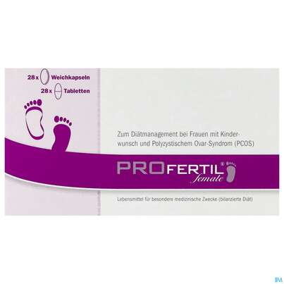 Sie sehen eine Packung PROFERTIL FEMALE MONATSPK, 56 Stück, Produktbild: 01 PROFERTIL FEMALE MONATSPK, 56 Stück, A-Nr.: 3853507 - 01