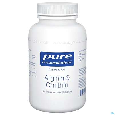 Sie sehen eine Packung Pure Encapsulations Arginin + Ornithin , 90 Stück, Produktbild: 01 Pure Encapsulations Arginin + Ornithin , 90 Stück, A-Nr.: 2604067 - 01