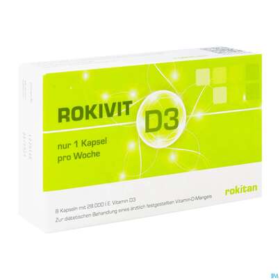 Sie sehen eine Packung ROKIVIT KPS VIT D3 28000IE, 8 Stück, Produktbild: 02 ROKIVIT KPS VIT D3 28000IE, 8 Stück, A-Nr.: 4581198 - 02