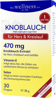 Sie sehen eine Packung Wellness Knoblauch, 30 Stück, Produktbild: 01 Wellness Knoblauch, 30 Stück, A-Nr.: 2331497 - 01