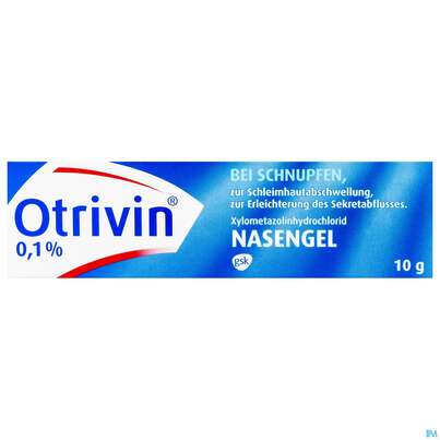 Sie sehen eine Packung Otrivin 0,1% Nasengel, 10 Gramm, Produktbild: 01 Otrivin 0,1% Nasengel, 10 Gramm, A-Nr.: 0489372 - 01