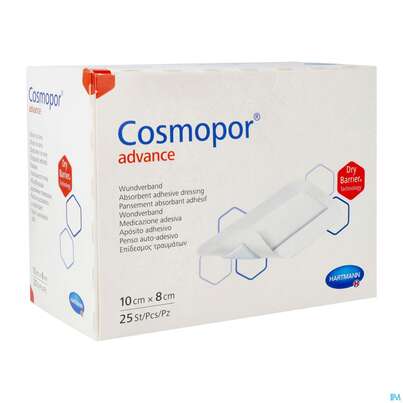 Sie sehen eine Packung Wundverband Cosmopor/advance 10x 8cm 25st, Produktbild: 03 Wundverband Cosmopor/advance 10x 8cm 25st, A-Nr.: 3796784 - 03