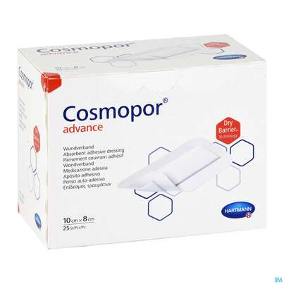 Sie sehen eine Packung Wundverband Cosmopor/advance 10x 8cm 25st, Produktbild: 05 Wundverband Cosmopor/advance 10x 8cm 25st, A-Nr.: 3796784 - 05