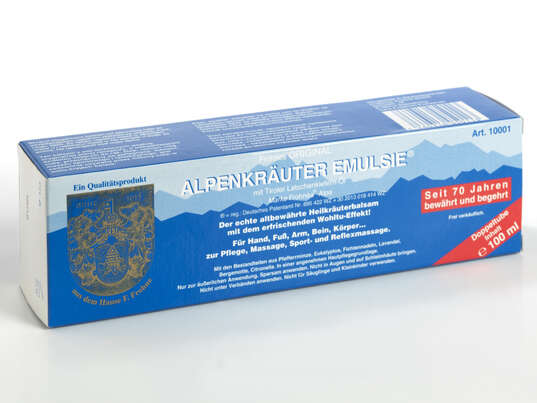 Sie sehen eine Packung Alpenkräuter Emulsie, Produktbild: 01 Alpenkräuter Emulsie, A-Nr.: 2028014 - 01
