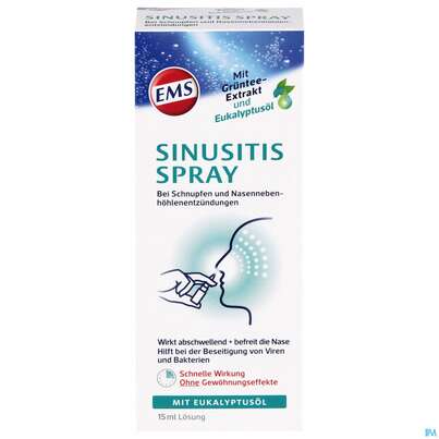 Sie sehen eine Packung EMS NA-SPRAY SINUSITIS +EUK, 15 Milliliter, Produktbild: 01 EMS NA-SPRAY SINUSITIS +EUK, 15 Milliliter, A-Nr.: 4535867 - 01