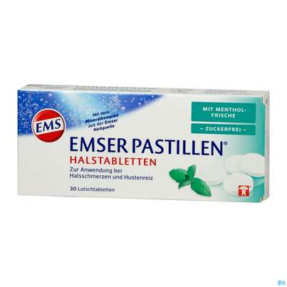 Sie sehen eine Packung EMSER PAS ZUFR +MINZFRISCHE, 30 Stück, Produktbild: 02 EMSER PAS ZUFR +MINZFRISCHE, 30 Stück, A-Nr.: 4371236 - 02