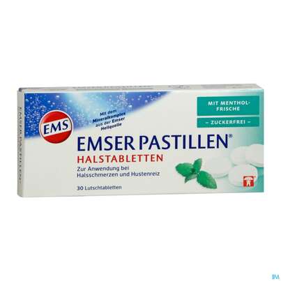Sie sehen eine Packung EMSER PAS ZUFR +MINZFRISCHE, 30 Stück, Produktbild: 03 EMSER PAS ZUFR +MINZFRISCHE, 30 Stück, A-Nr.: 4371236 - 03