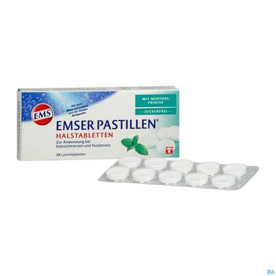 Sie sehen eine Packung EMSER PAS ZUFR +MINZFRISCHE, 30 Stück, Produktbild: 04 EMSER PAS ZUFR +MINZFRISCHE, 30 Stück, A-Nr.: 4371236 - 04