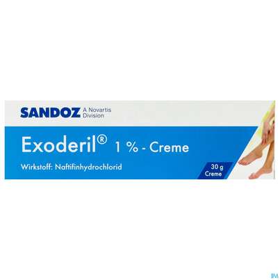 Sie sehen eine Packung EXODERIL CR 1%, 30 Gramm, Produktbild: 01 EXODERIL CR 1%, 30 Gramm, A-Nr.: 1015972 - 01