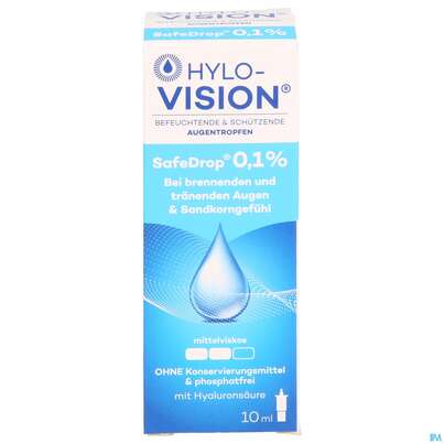 Sie sehen eine Packung Augentropfen Hylo-vision Safe Drop 0,1% 10ml, Produktbild: 01 Augentropfen Hylo-vision Safe Drop 0,1% 10ml, A-Nr.: 4118997 - 01