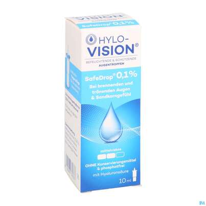 Sie sehen eine Packung Augentropfen Hylo-vision Safe Drop 0,1% 10ml, Produktbild: 02 Augentropfen Hylo-vision Safe Drop 0,1% 10ml, A-Nr.: 4118997 - 02
