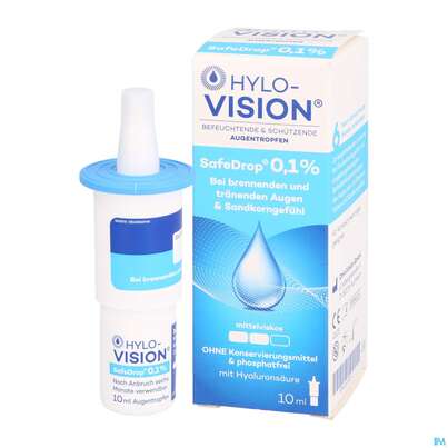 Sie sehen eine Packung Augentropfen Hylo-vision Safe Drop 0,1% 10ml, Produktbild: 04 Augentropfen Hylo-vision Safe Drop 0,1% 10ml, A-Nr.: 4118997 - 04