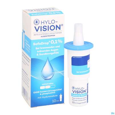 Sie sehen eine Packung Augentropfen Hylo-vision Safe Drop 0,1% 10ml, Produktbild: 05 Augentropfen Hylo-vision Safe Drop 0,1% 10ml, A-Nr.: 4118997 - 05