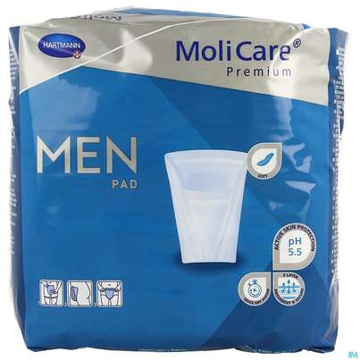 Sie sehen eine Packung Inkontinenz Molicare Premium/men Pad Tropfen 2 14st, Produktbild: 01 Inkontinenz Molicare Premium/men Pad Tropfen 2 14st, A-Nr.: 4918723 - 01