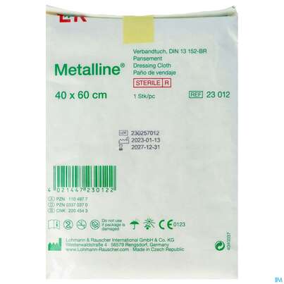 Sie sehen eine Packung Metalline-lohmann Verbandtuch Entkeimt 40x 60cm 1st, Produktbild: 01 Metalline-lohmann Verbandtuch Entkeimt 40x 60cm 1st, A-Nr.: 1104977 - 01