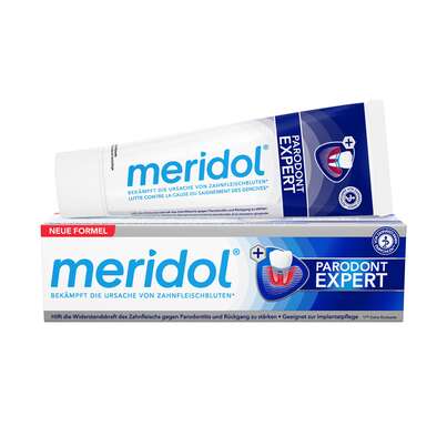 Sie sehen eine Packung meridol® Parodont Expert Zahnpasta, 75 Milliliter, Produktbild: 01 meridol® Parodont Expert Zahnpasta, 75 Milliliter, A-Nr.: 4607199 - 01
