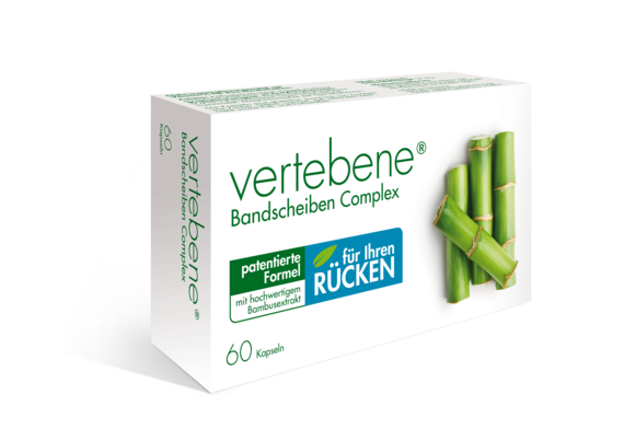 Sie sehen eine Packung VERTEBENE Bandscheibenkapseln, 60 Stück, Produktbild: 01 VERTEBENE Bandscheibenkapseln, 60 Stück, A-Nr.: 3441348 - 01