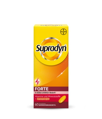 Sie sehen eine Packung Supradyn® forte Filmtabletten, 60 Stück, Produktbild: 01 Supradyn® forte Filmtabletten, 60 Stück, A-Nr.: 4332466 - 01