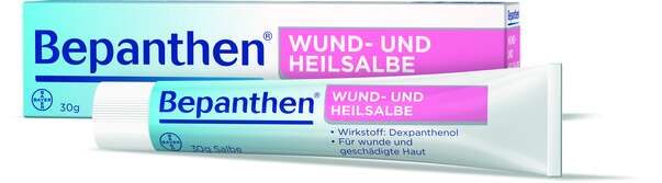 Sie sehen eine Packung Bepanthen® Wund- und Heilsalbe, 30 Gramm, Produktbild: 01 Bepanthen® Wund- und Heilsalbe, 30 Gramm, A-Nr.: 0006907 - 01