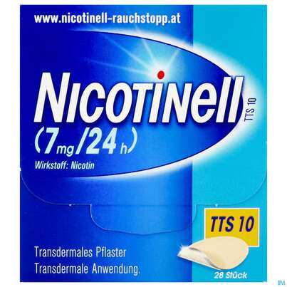 Sie sehen eine Packung Nicotinell TTS 10 transdermale Pflaster 28 Stück, 28 Stück, Produktbild: 01 Nicotinell TTS 10 transdermale Pflaster 28 Stück, 28 Stück, A-Nr.: 1254518 - 01