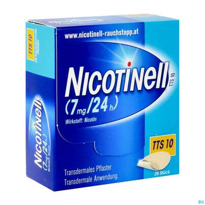 Sie sehen eine Packung Nicotinell TTS 10 transdermale Pflaster 28 Stück, 28 Stück, Produktbild: 02 Nicotinell TTS 10 transdermale Pflaster 28 Stück, 28 Stück, A-Nr.: 1254518 - 02