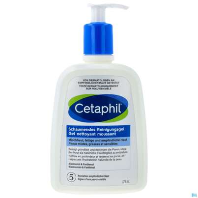 Sie sehen eine Packung Cetaphil schäumendes Reinigungsgel, 473 Milliliter, Produktbild: 01 Cetaphil schäumendes Reinigungsgel, 473 Milliliter, A-Nr.: 5723341 - 01