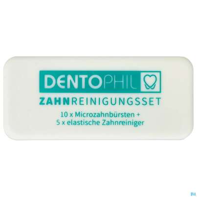 Sie sehen eine Packung Dentophil Zahnreinigungsset Microzahnbuersten 10 Zahnreiniger 5 15st, Produktbild: 01 Dentophil Zahnreinigungsset Microzahnbuersten 10 Zahnreiniger 5 15st, A-Nr.: 4798472 - 01